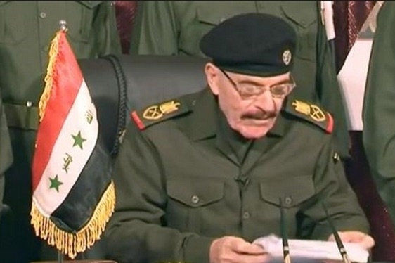Izzat al-Douri delivering a speech in hiding