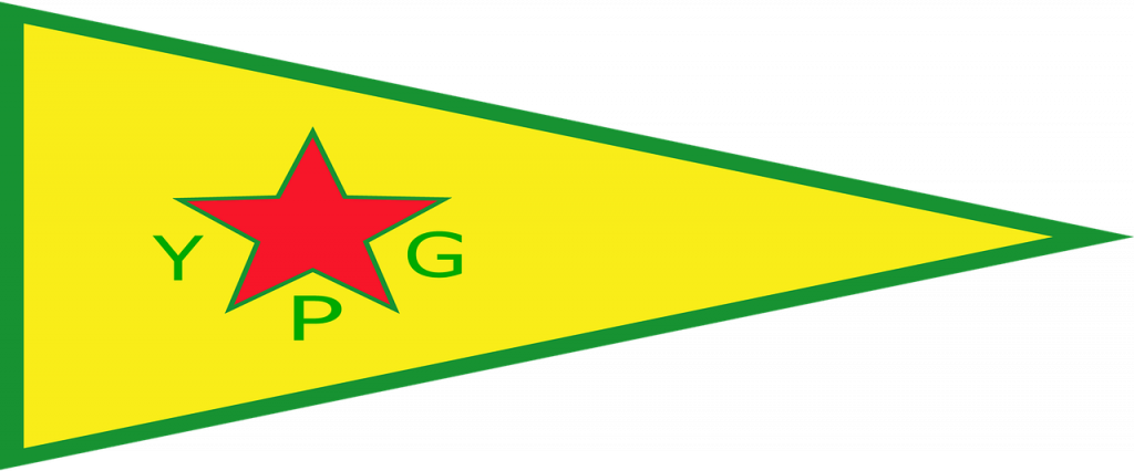 The flag of the People's Protection Units, consisting of Syrian Kurds